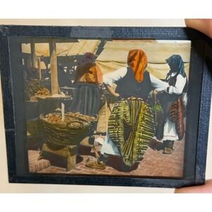 Antique 19th Century Hand-colored Stereoscopic slide Glass Magic Lantern Slide